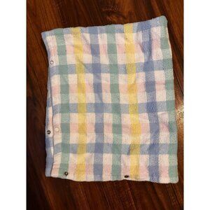 Vtg Baby Blanket Snaps Acrylic Pastel Plaid Tennessee Woolen Mills‎ Made In USA